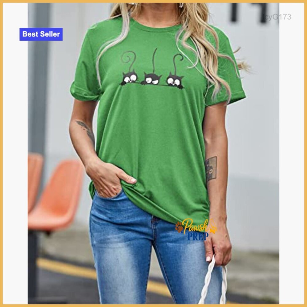 Women's Short Sleeve T-Shirt with Animal Print, Comfort Fit, Cotton Blend - Picture 2 of 7
